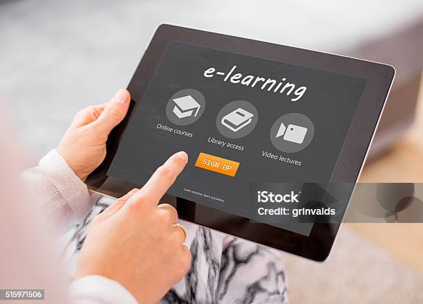 Sample Elearning Website On Tablet Computer Stock Photo - Download Image Now - E-Learning, Digital Tablet, Learning