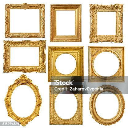 istock Set of golden vintage frame isolated on white background 515974824