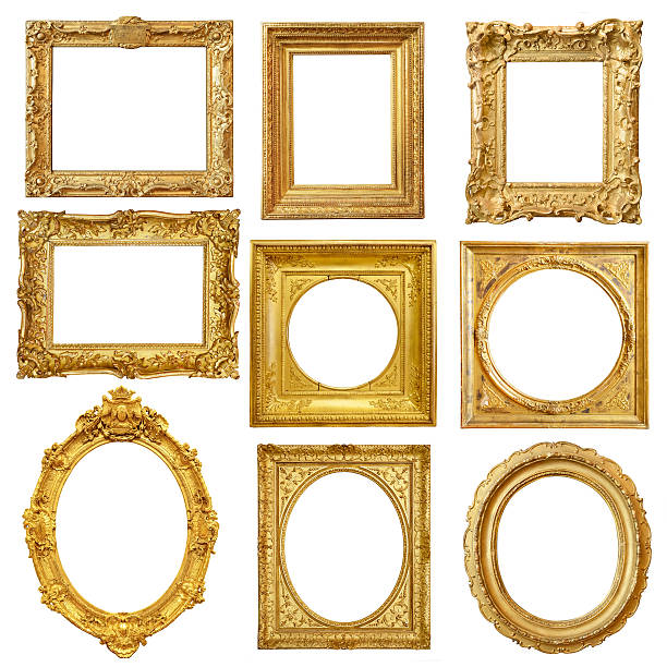 Set of golden vintage frame isolated on white background Set of golden vintage frame isolated on white backgroundSet of golden vintage frame isolated on white background antique picture frame stock pictures, royalty-free photos & images