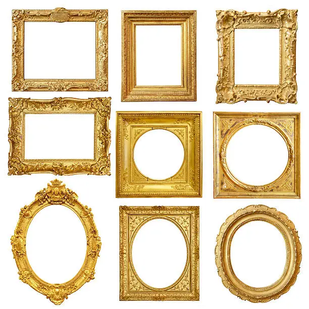 Set of golden vintage frame isolated on white backgroundSet of golden vintage frame isolated on white background