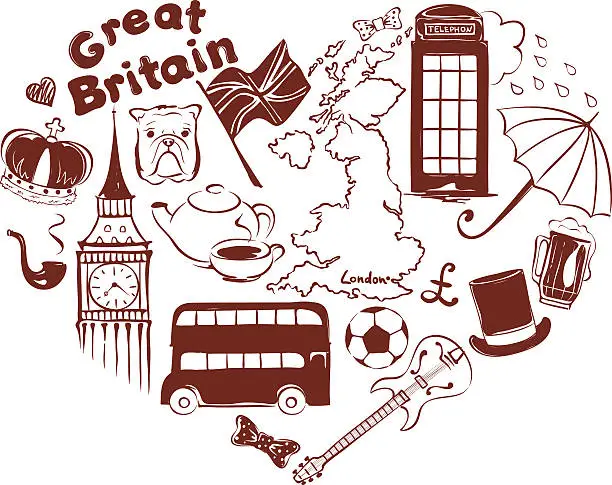 Vector illustration of Symbols of united kingdom