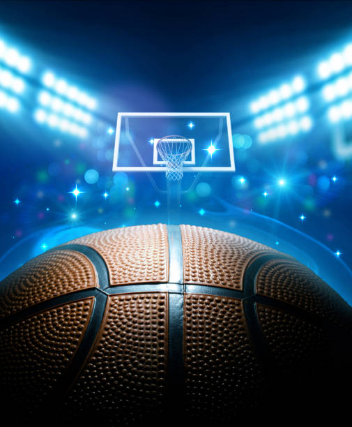 Basketball Arena An imaginary stadium is modelled and rendered. scoreboard stadium sport seat stock pictures, royalty-free photos & images