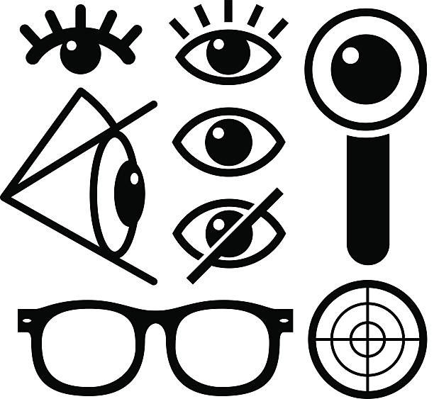 ilustraciones, imágenes clip art, dibujos animados e iconos de stock de ojo humano iconos negro - sighting