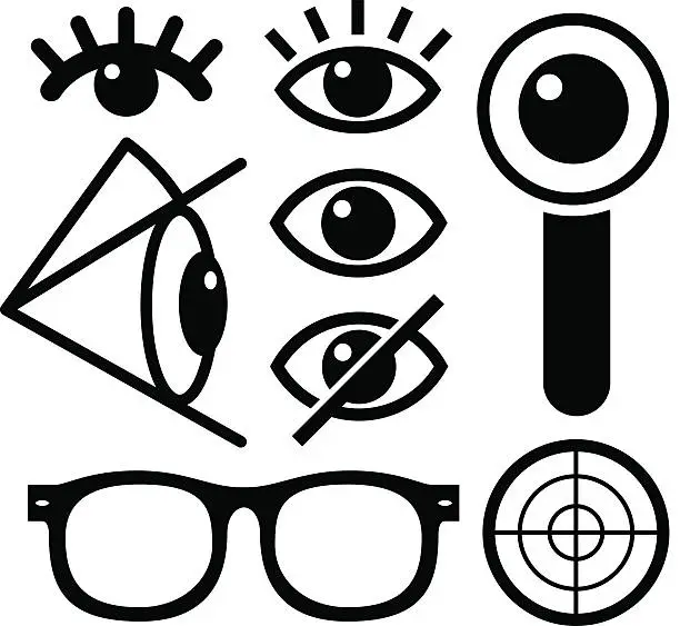 Vector illustration of Human eye icons black