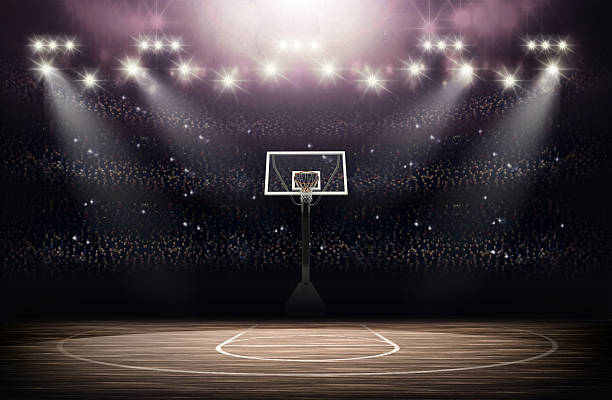Basketball arena An imaginary stadium is modelled and rendered. basketball hoop stock pictures, royalty-free photos & images