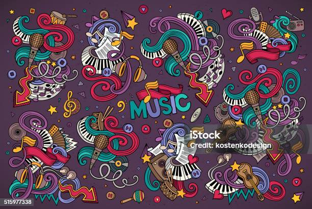 Colorful Vector Hand Drawn Doodle Cartoon Set Of Objects Stock Illustration - Download Image Now