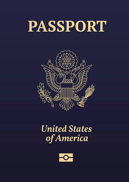 illustrazioni stock, clip art, cartoni animati e icone di tendenza di noi passaporto tenuta - passaporto