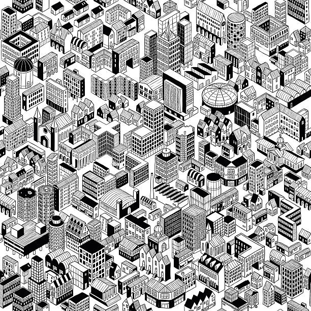nahtlose musterung stadt - wallpaper pattern square macro urban scene stock-grafiken, -clipart, -cartoons und -symbole