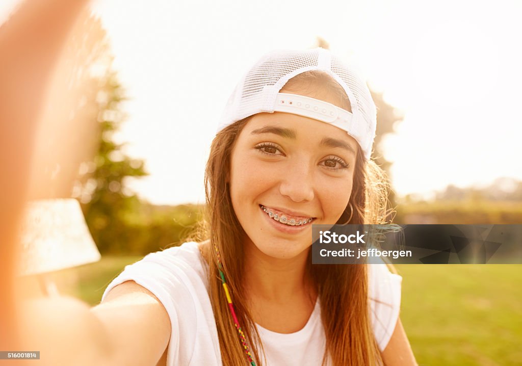 Don't try to be anyone but yourSelfie Shot of a teenage girl taking a selfie Dental Braces Stock Photo