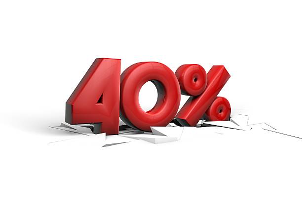 istock Forty Percent sign breaking through a white floor 516004120