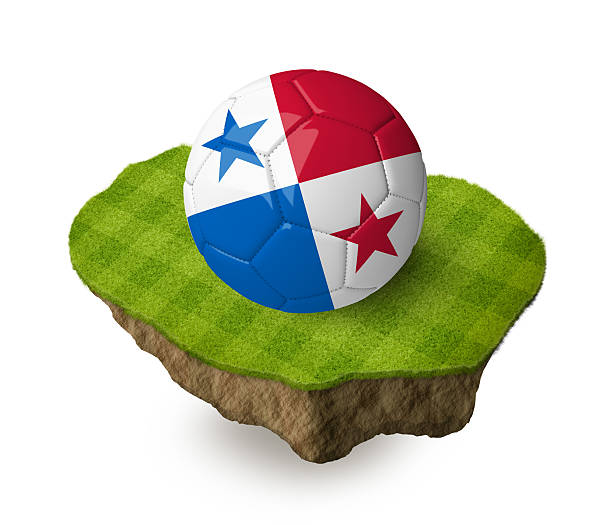 3 d realista pelota de fútbol con la bandera de panamá. - bola 3d de bandera de panamá fotografías e imágenes de stock