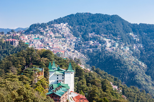 Shimla aerial view, it is the capital city of the Indian state of Himachal Pradesh, located in northern India.