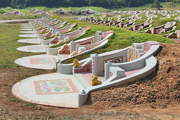 Chinese Grave Chinese Grave - Fengshui in Thailand chinese cemetery stock pictures, royalty-free photos & images