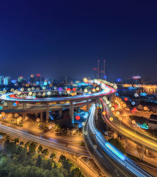 istock Modern bridge at Night in Shanghai,China 516012224
