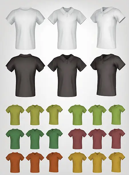 Vector illustration of Plain male polo shirt templates