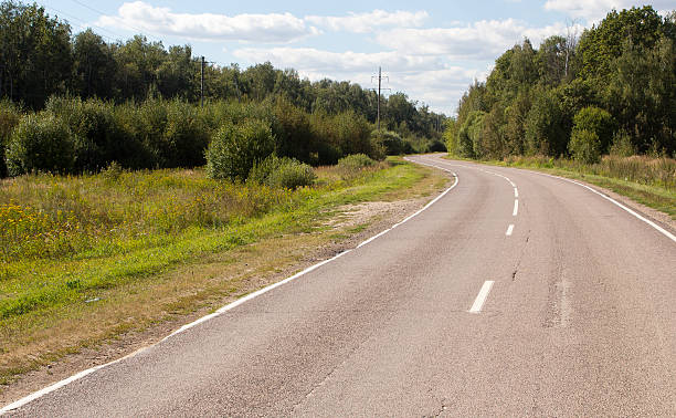 istock winding road, disappearing into the forest 516014476