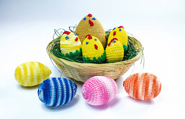 istock Brood of crochet chickens 516014494