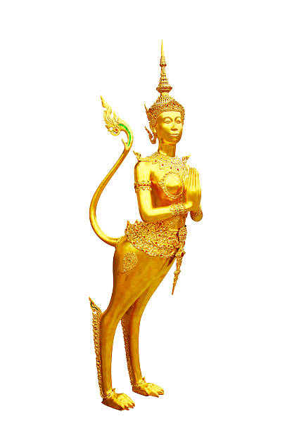 statua di un kinnari di wat phra kaew - wat thailand demon tourism foto e immagini stock