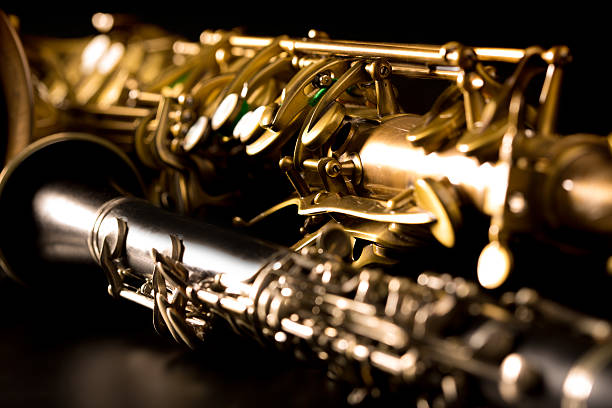 istock Classic music Sax tenor saxophone and clarinet in black 516016565