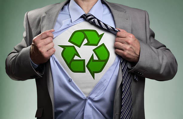 empresário de super-herói verde eco - recycling green environment superhero - fotografias e filmes do acervo