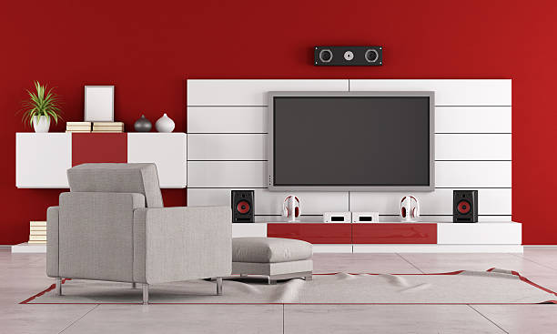 istock Red living room with TV 516019877