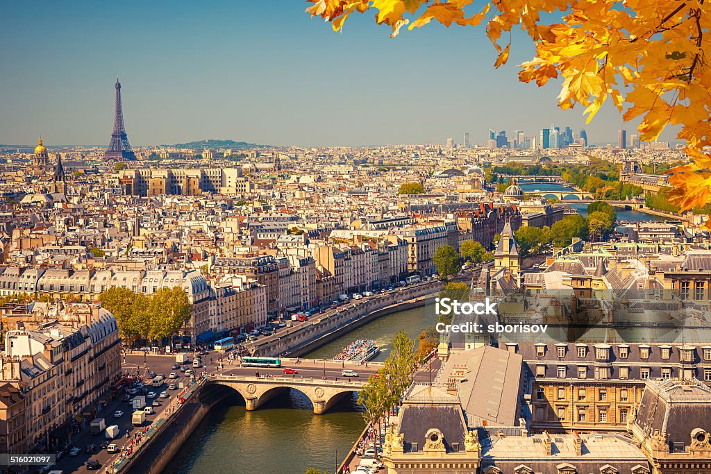 Aerial view of Paris Aerial view of Paris, France Above Stock Photo