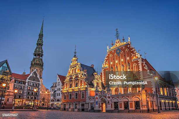 House Of The Blackheads Stock Photo - Download Image Now - Riga, Latvia, Night