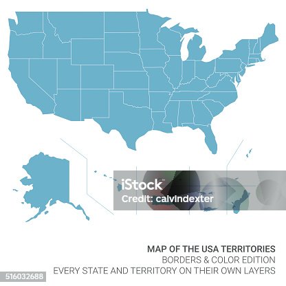 istock Map of the United States of America Territories 516032688
