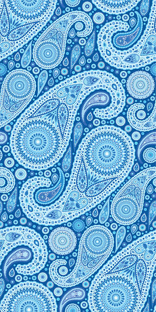illustrations, cliparts, dessins animés et icônes de motif cachemire bleu mer motif sans couture. - backgrounds paisley pattern sea