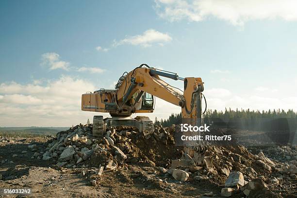 Shovel Excavator Digging Ground Stock Photo - Download Image Now - Backhoe, Breaking, Building - Activity