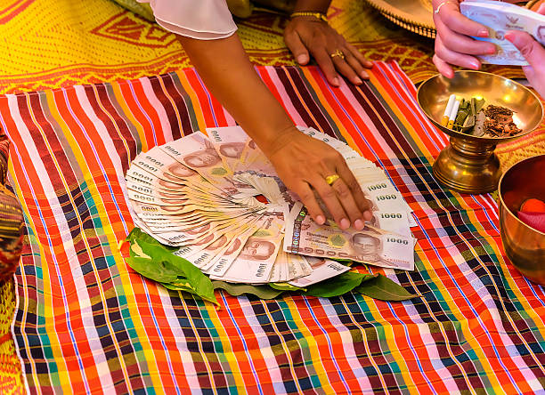 istock bride price money in thai wedding ceremony - (Selective focus) 516036206