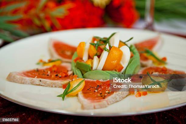 Tuna Carpaccio Stock Photo - Download Image Now - Carpaccio - Food, Tuna - Seafood, Avocado