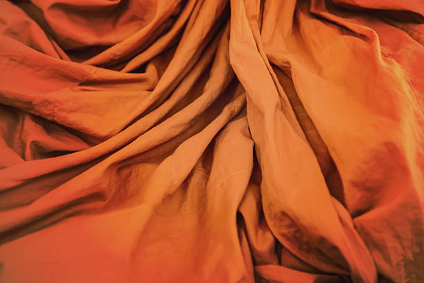 Orange robe with ripple  of Thai Monk closeup background