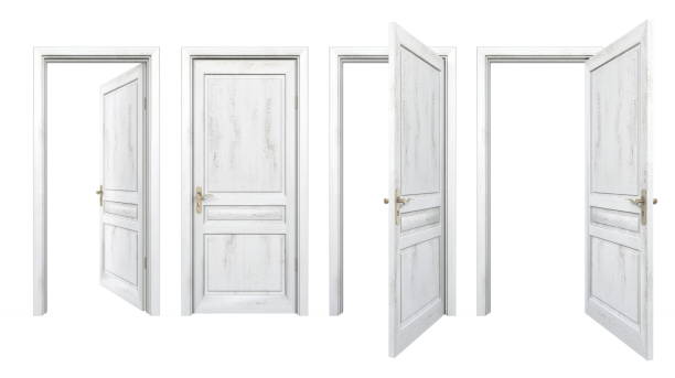 istock Collection of old wooden doors isolated on white 516038544