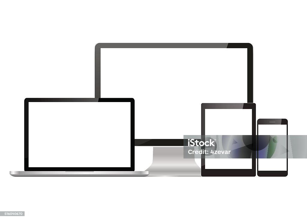 Set realistic Monitors laptop tablet Variation stock vector