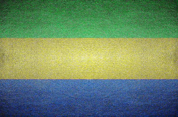 closeup Screen Gabon flag concept on PVC leather for background