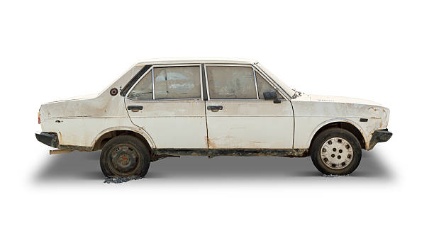 Old Car (Clipping Path Included) Old Car (Clipping Path Included) beat up car stock pictures, royalty-free photos & images