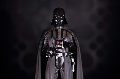 istanbul, Turkey - November 1, 2015: Portrait of  the Star Wars movie character action figure Darth Vader.