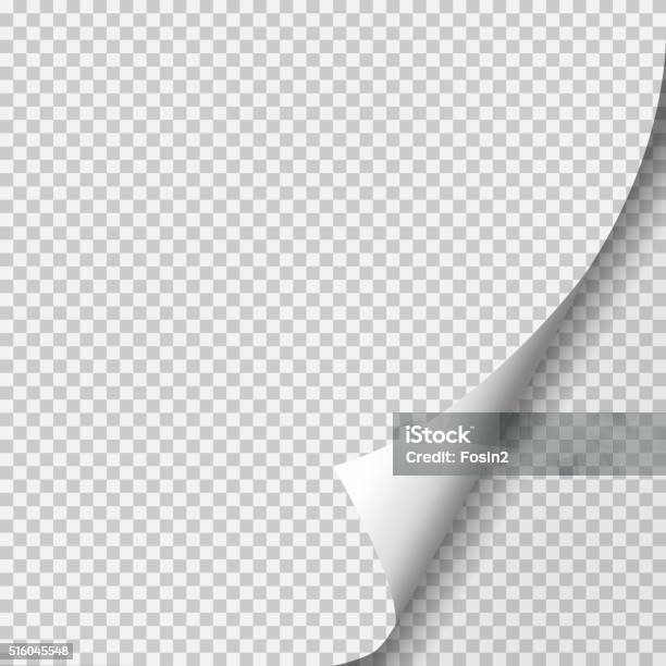 Page Curl With Shadow On Blank Sheet Of Paper Stock Illustration - Download Image Now - Page, Turning, Throwing