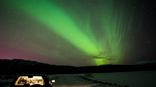 istock Parked Car And Northern Lights 516046002