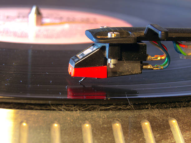 istock phonograph needles Cartridge of a turntable in work 516048112