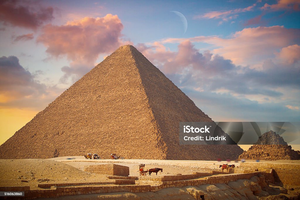 pyramids of Giza, in Egypt. Image of the great pyramids of Giza, in Egypt. Kheops Pyramid Stock Photo