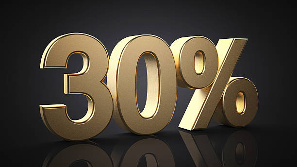 istock 30%. Realistic gold percent isolated 516066494