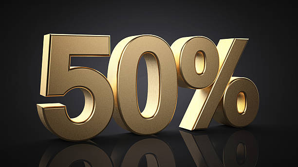 istock 50%. Realistic gold percent isolated 516066924