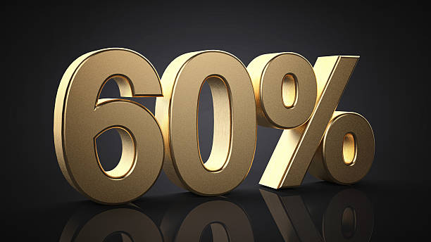 istock 60%. Realistic gold percent isolated 516067144