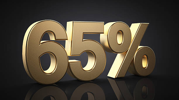 istock 65%. Realistic gold percent isolated 516067244