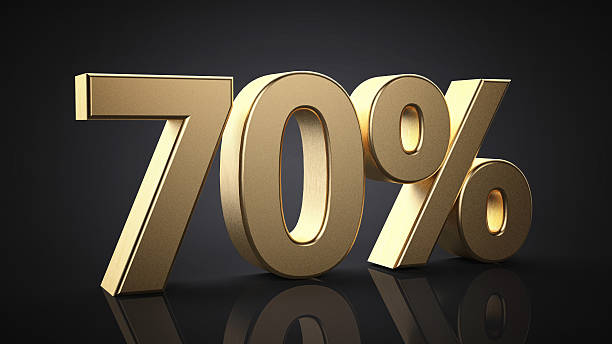 istock 70%. Realistic gold percent isolated 516067332