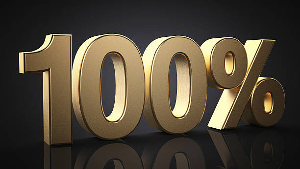 istock 100%. Realistic gold percent isolated 516067880