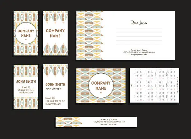 Vector illustration of Set of corporate business cards and calendars