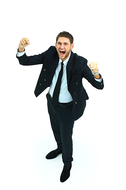istock Happy businessman isolated on white with arms outstretched 516071502